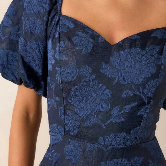 Red Dress Starlit Evenings Navy Floral Jacquard Midi Dress Size MM / Navy - Picture 2 of 3